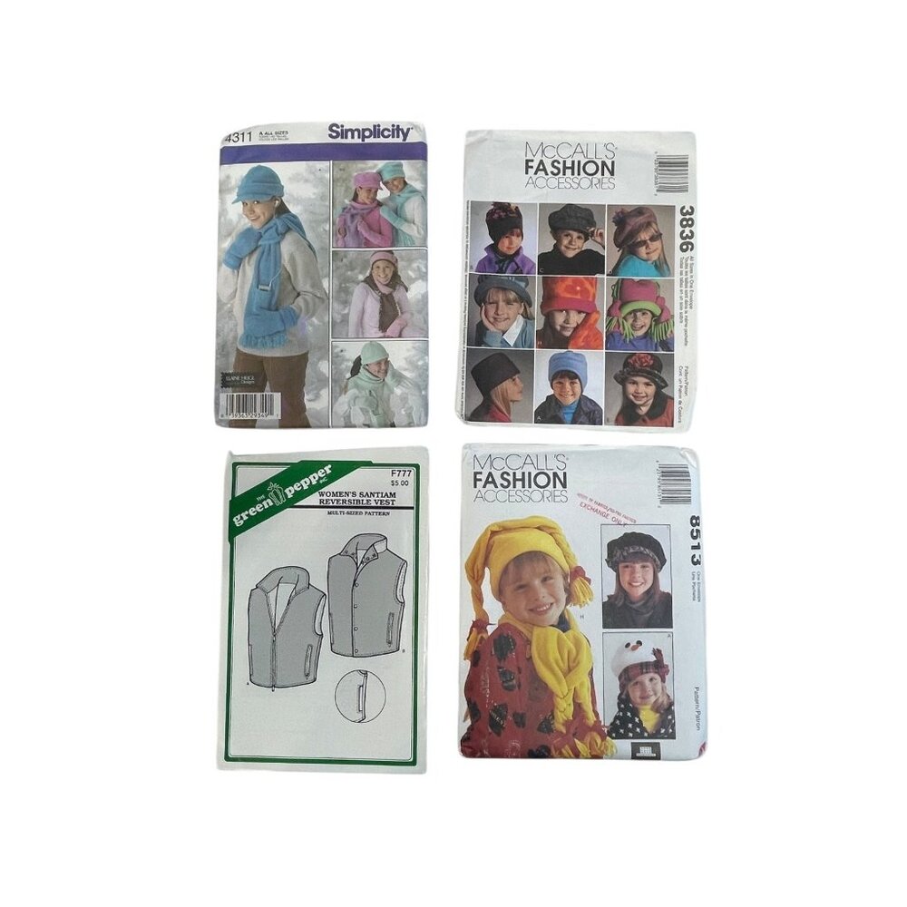Simplicity McCalls Lot Hats Mittens Scarves Vest Sew Pattern Winter Weather Gear